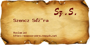 Szencz Sára névjegykártya